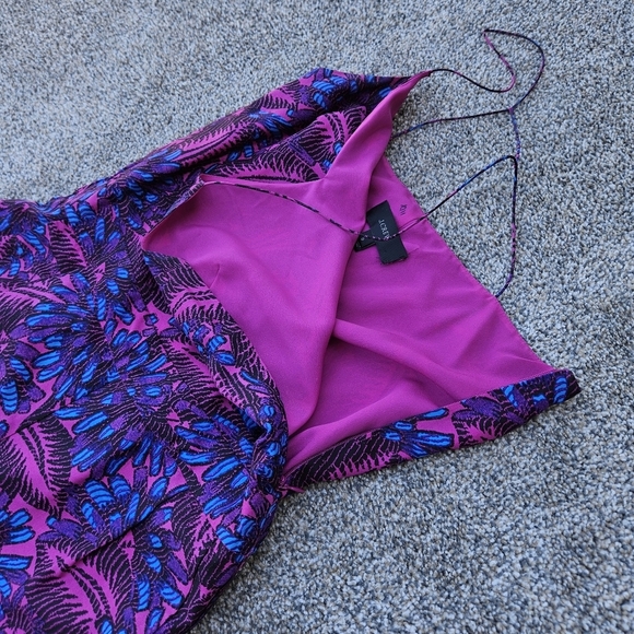 J. Crew Floral Midnight Fuchsia Purple Blue Silk Jumpsuit Strappy V-neck Size 0 - Picture 11 of 16